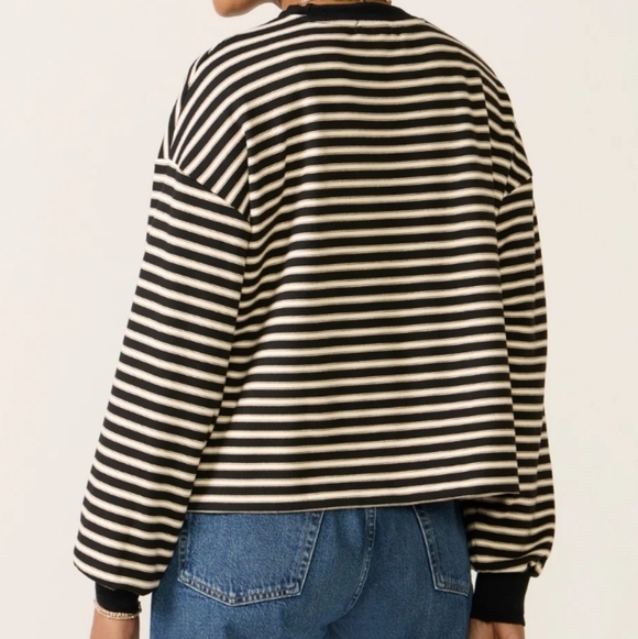 Loft Black/Off White Monogram Striped Sweater Size: XL - Picture 7 of 12